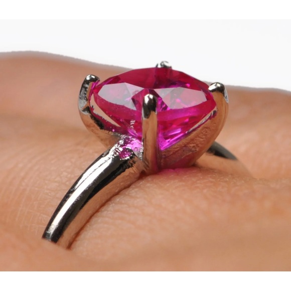 1.50Ct Cushion Shape 100% Natural Pink Tourmaline Ring In 925 Sterling Silver - Picture 3 of 7